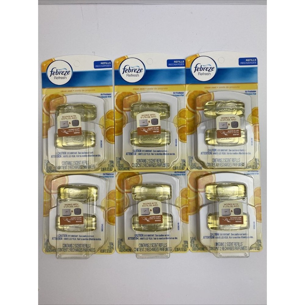 12 X Refills Febreze Refresh CLEAN ZEST fit Small Spaces New